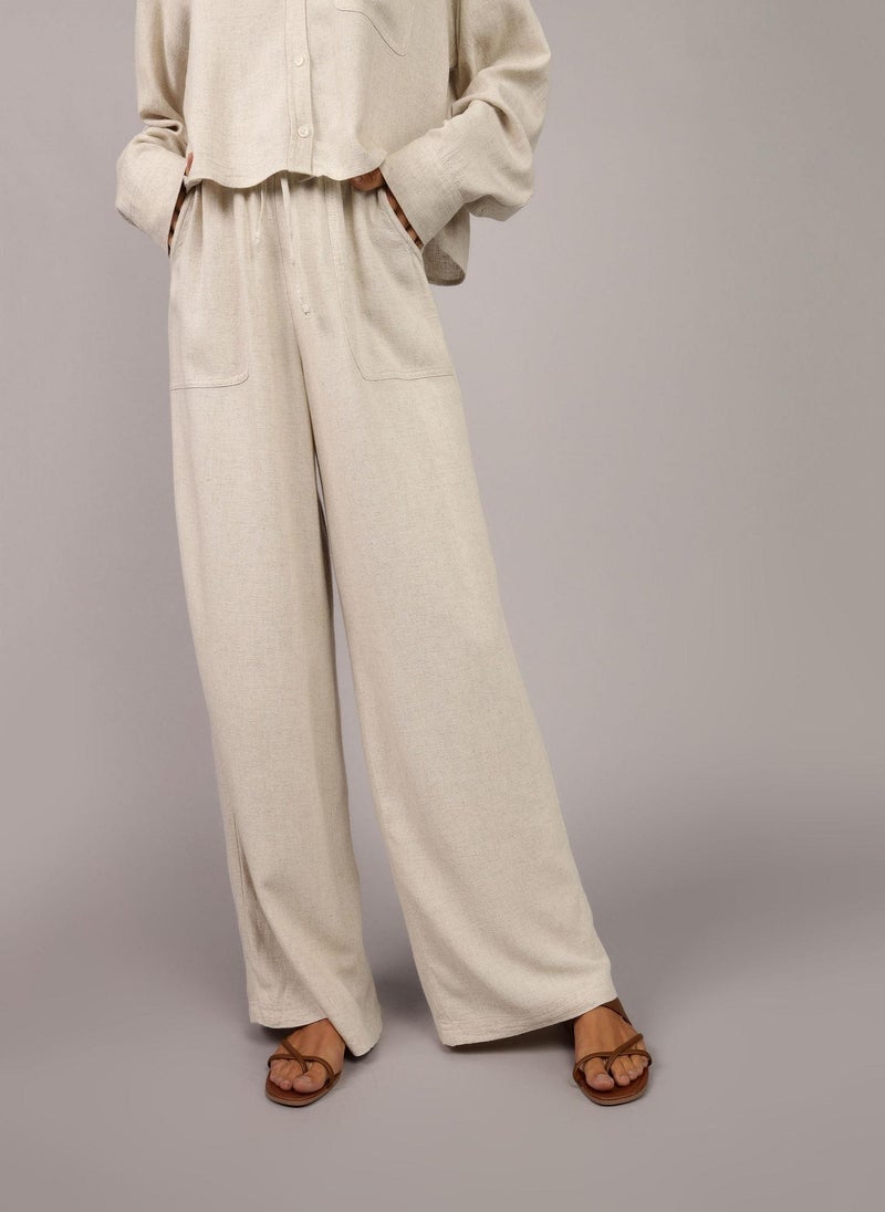 High Waist Wide Leg Drawstrings Pants