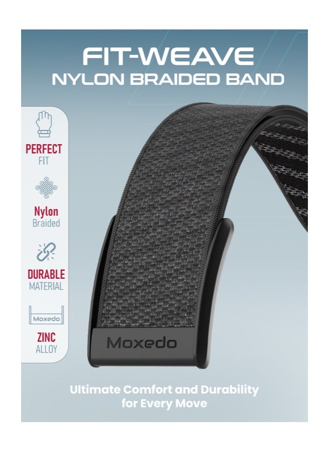 Moxedo Fit-Weave Nylon Braided Band - Gray Black