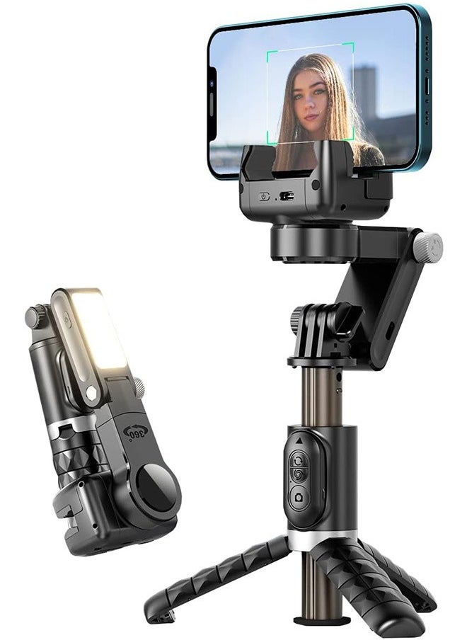 Gimbal Stabilizer for Smartphone with Extendable Selfie Stick and Tripod, 3 Axis Selfie Stick Tripod with Face Tracking, 360° Rotation, 4 in 1 Portable Phone Tripod, Auto Balance for iPhone/Android