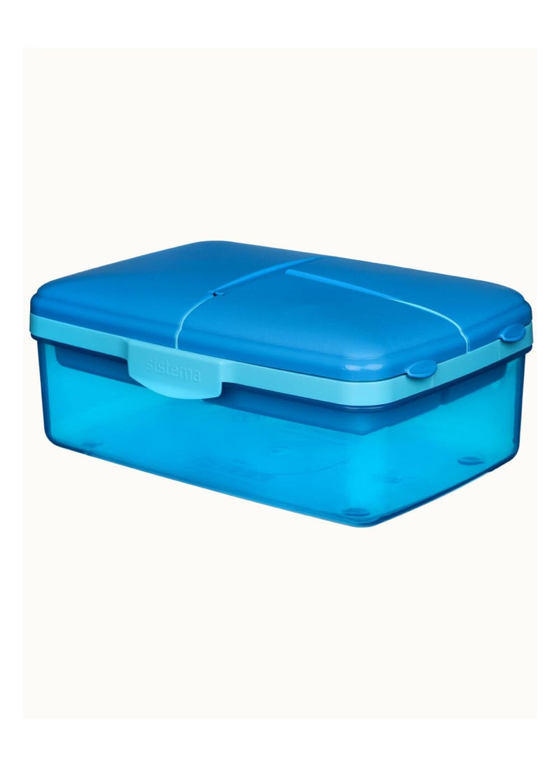 Sistema Slimline Quaddie Coloured Lunch Box with Stackable Containers  (Blue, 1.5L): Easy to Carry and BPA-Free , Made In New Zealand