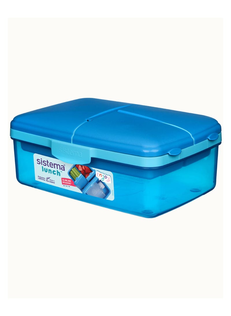 Sistema Slimline Quaddie Coloured Lunch Box with Stackable Containers  (Blue, 1.5L): Easy to Carry and BPA-Free , Made In New Zealand