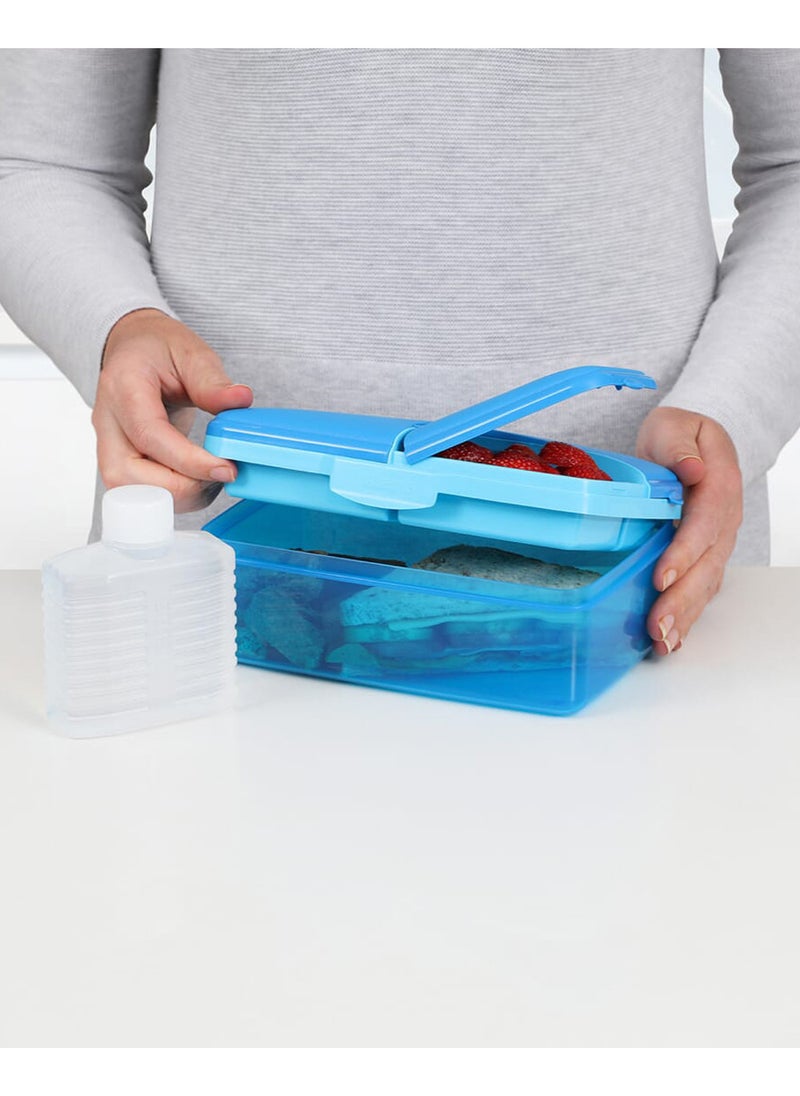 Sistema Slimline Quaddie Coloured Lunch Box with Stackable Containers  (Blue, 1.5L): Easy to Carry and BPA-Free , Made In New Zealand