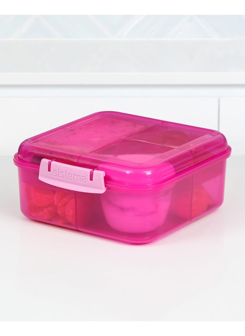 Sistema Bento Cube Lunch Box with Compartments 1.25L (Pink): Keep Food Fresh & Organized with BPA-Free & Leakproof , Made In New Zealand