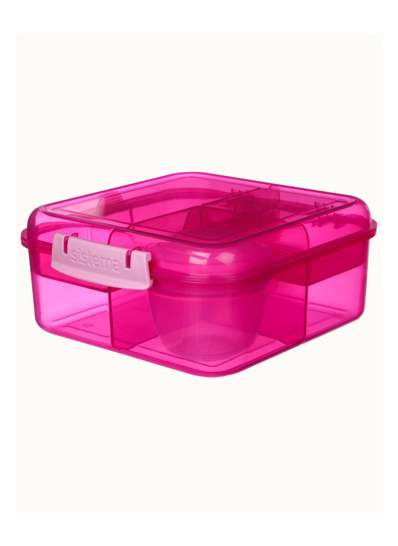 Sistema Bento Cube Lunch Box with Compartments 1.25L (Pink): Keep Food Fresh & Organized with BPA-Free & Leakproof , Made In New Zealand