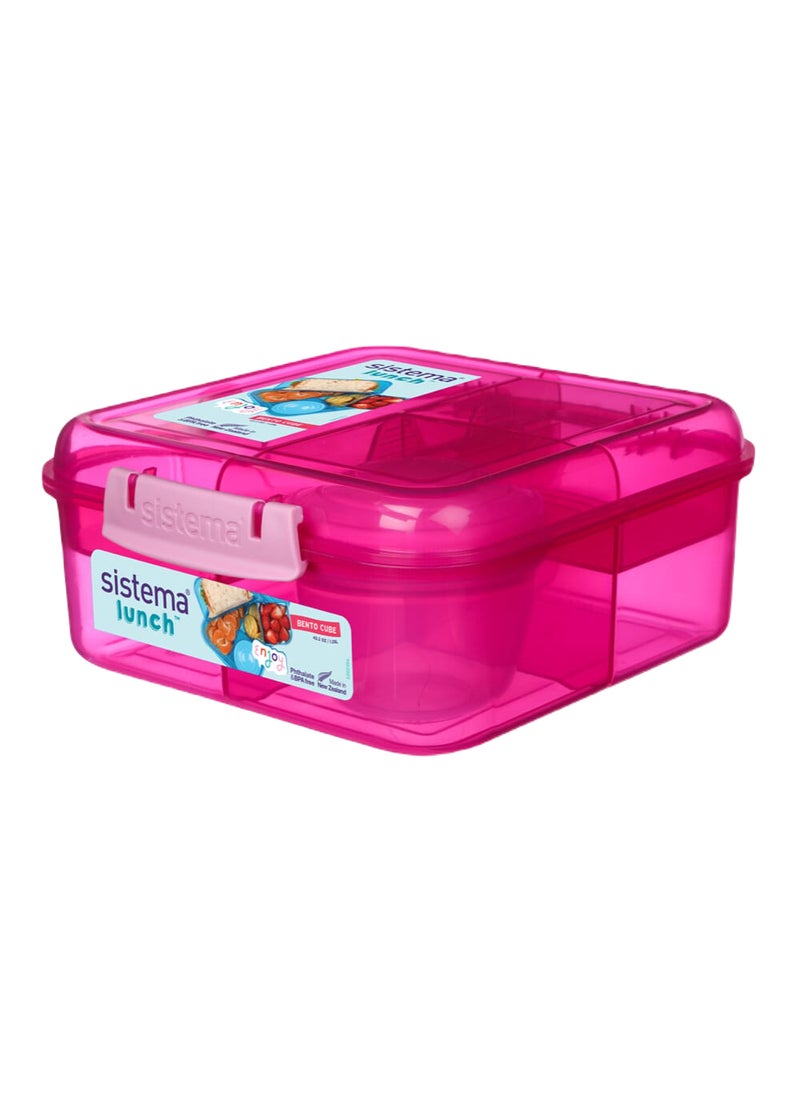 Sistema Bento Cube Lunch Box with Compartments 1.25L (Pink): Keep Food Fresh & Organized with BPA-Free & Leakproof , Made In New Zealand