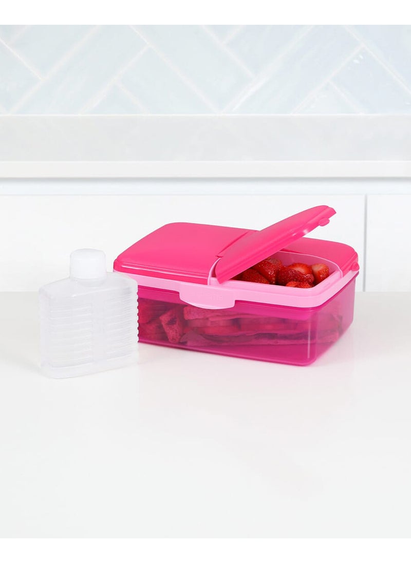 Sistema Slimline Quaddie Coloured Lunch Box with Stackable Containers  (Pink, 1.5L): Easy to Carry and BPA-Free , Made In New Zealand