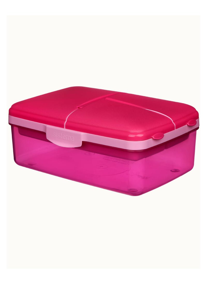 Sistema Slimline Quaddie Coloured Lunch Box with Stackable Containers  (Pink, 1.5L): Easy to Carry and BPA-Free , Made In New Zealand