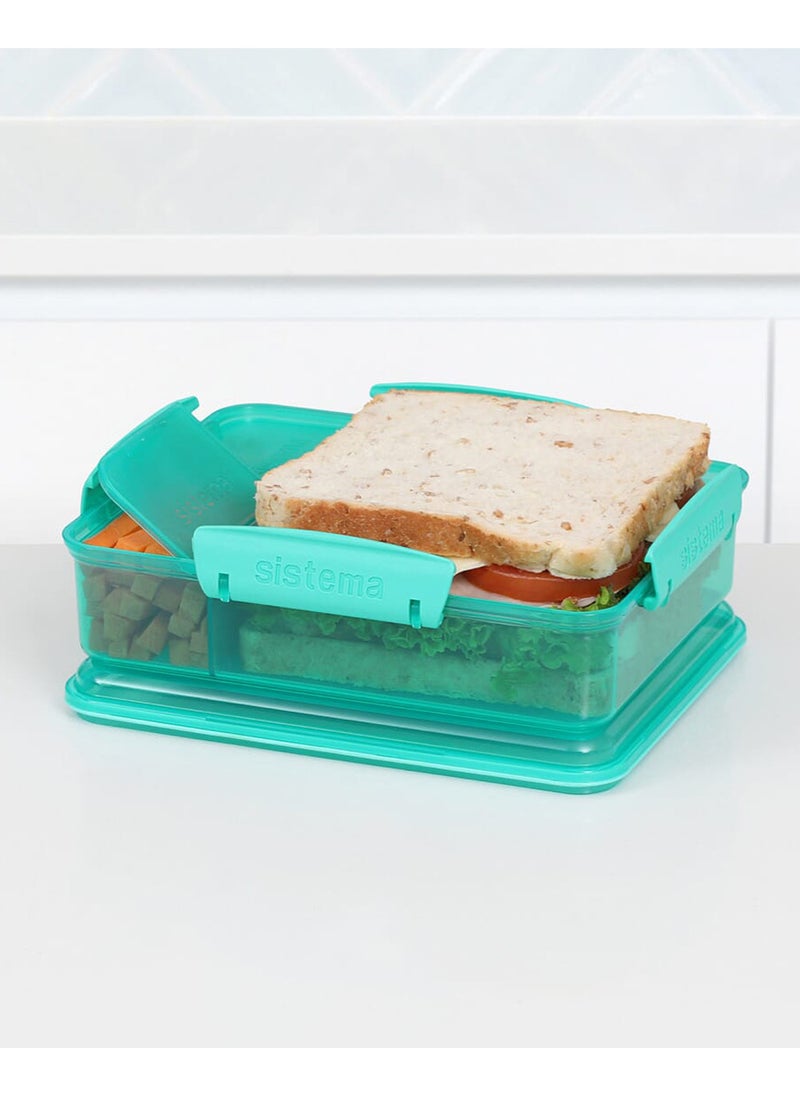 Sistema Snack Attack  Duo Lunch Box (Green, 975ml): Great for School or Work, Leakproof & On-the-Go Snacks - BPA-Free & Reusable , Made In New Zealand