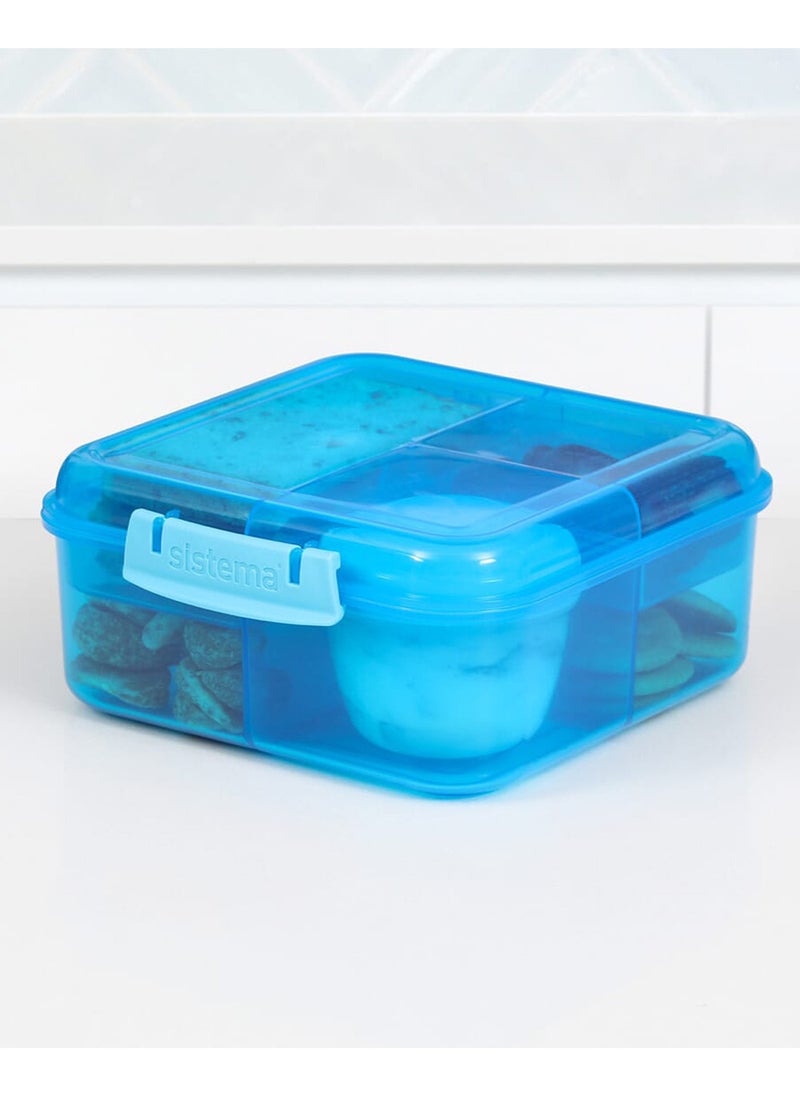 Sistema Bento Cube Lunch Box with Compartments 1.25L (Blue): Keep Food Fresh & Organized with BPA-Free & Leakproof , Made In New Zealand