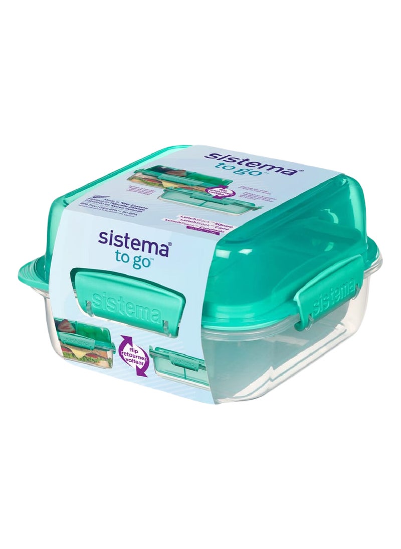 Sistema Lunch Stack To Go Green (1.4L): Leakproof & Stackable Lunch Box (BPA-Free) Durable & Easy to Clean. , Made In New Zealand