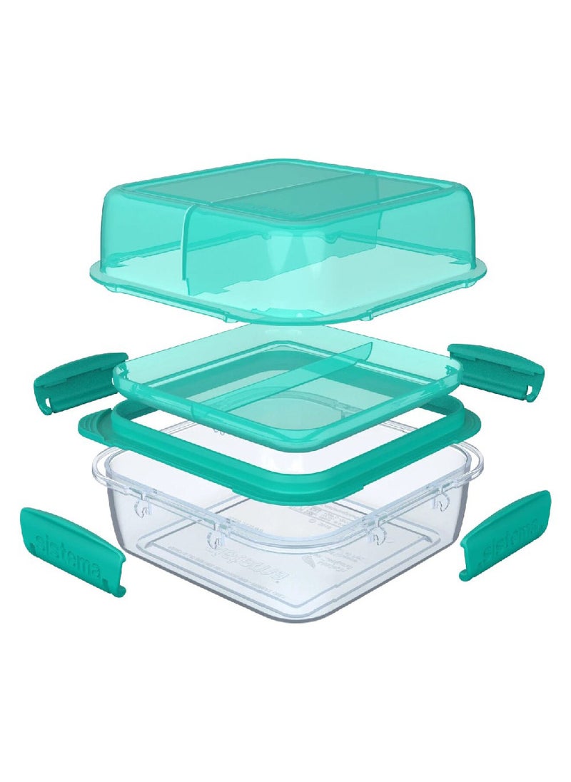 Sistema Lunch Stack To Go Green (1.4L): Leakproof & Stackable Lunch Box (BPA-Free) Durable & Easy to Clean. , Made In New Zealand