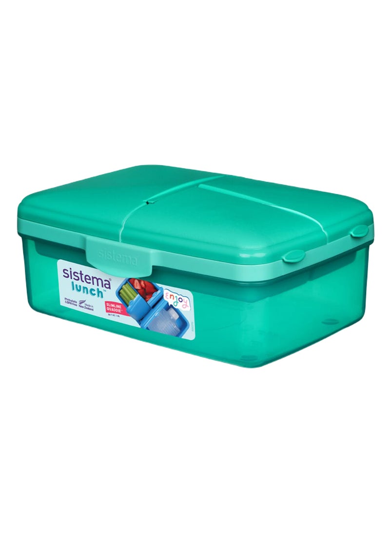 Sistema Slimline Quaddie Coloured Lunch Box with Stackable Containers  (Green, 1.5L): Easy to Carry and BPA-Free , Made In New Zealand