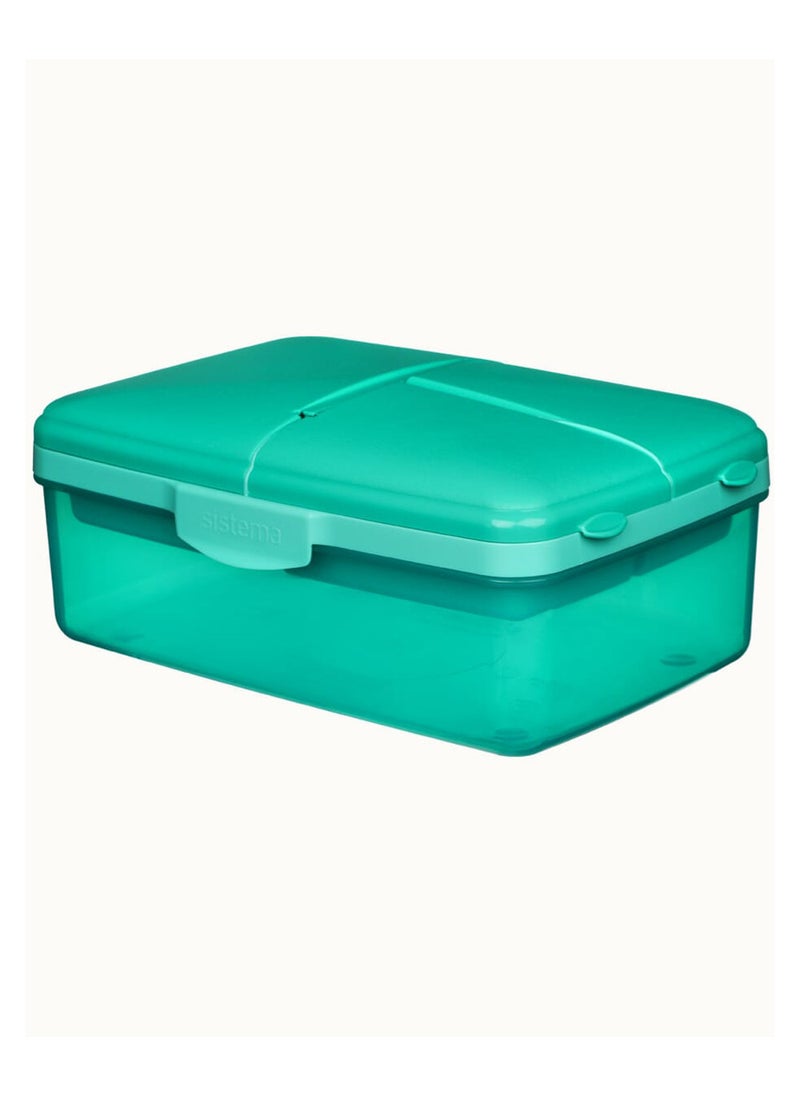 Sistema Slimline Quaddie Coloured Lunch Box with Stackable Containers  (Green, 1.5L): Easy to Carry and BPA-Free , Made In New Zealand