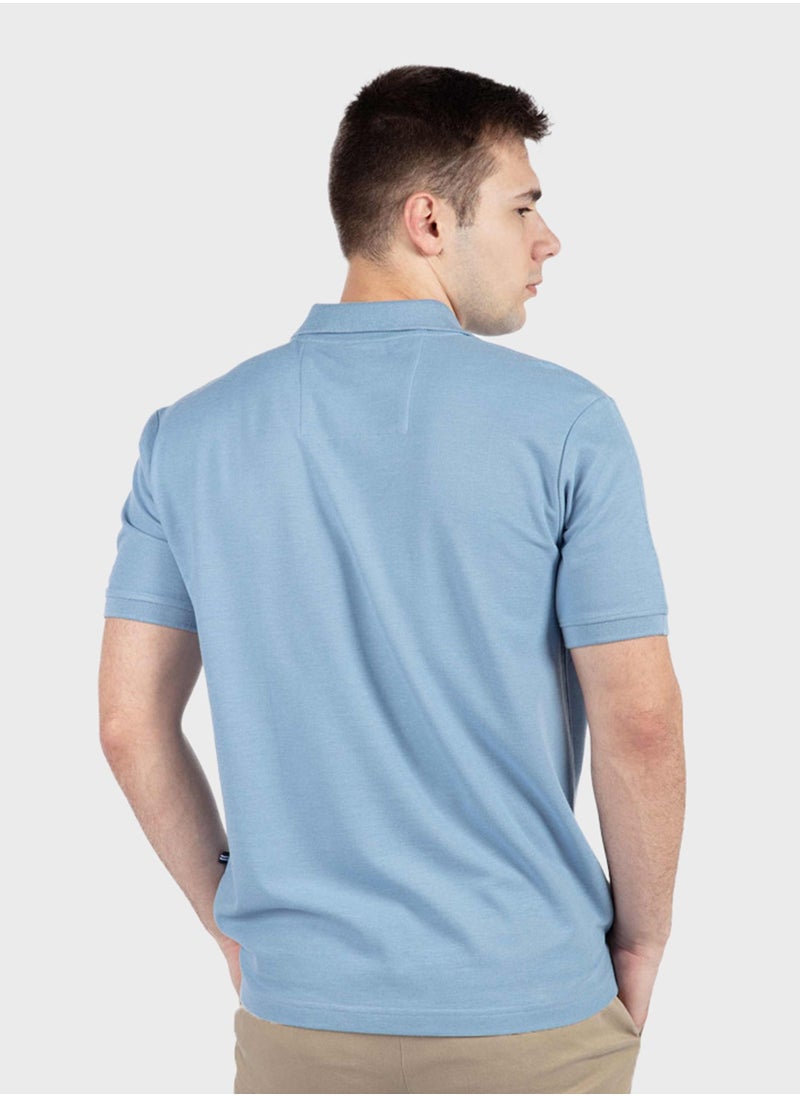 Classic Men's Cotton Anchor Blue Polo Shirt – Stylish, and Comfortable for Everyday Wear!