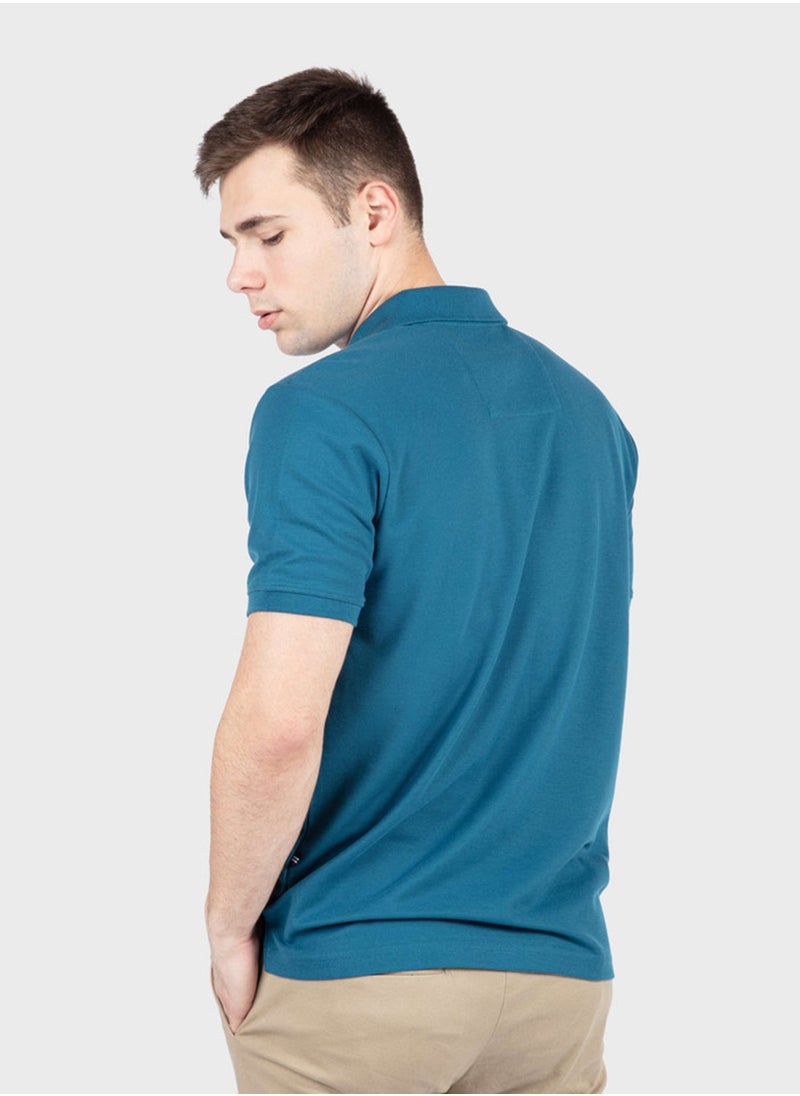 Classic Men's Cotton Teal Blue Polo Shirt – Stylish, and Comfortable for Everyday Wear!