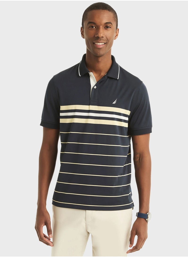 Men's Navy Striped Polo Shirt – Comfortable Cotton for a Truly Refreshing Perfect Summer Look!