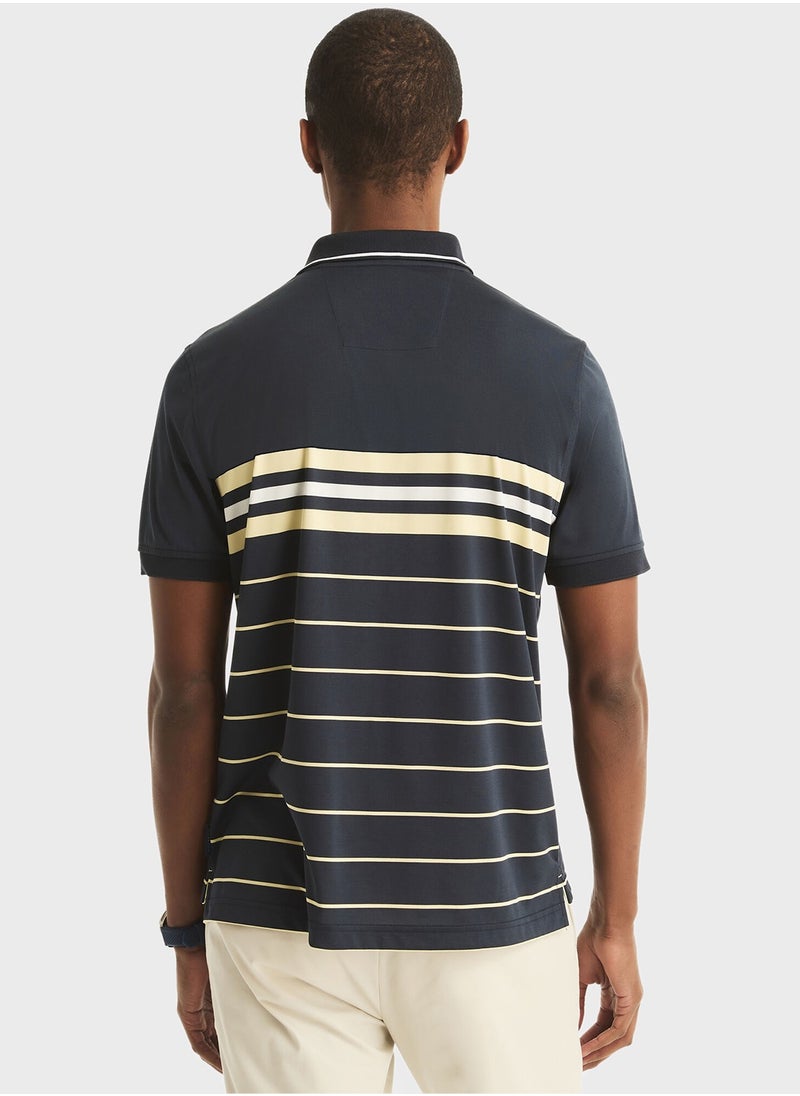 Men's Navy Striped Polo Shirt – Comfortable Cotton for a Truly Refreshing Perfect Summer Look!