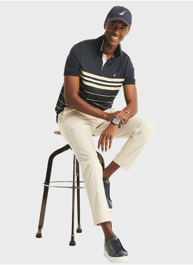 Men's Navy Striped Polo Shirt – Comfortable Cotton for a Truly Refreshing Perfect Summer Look!