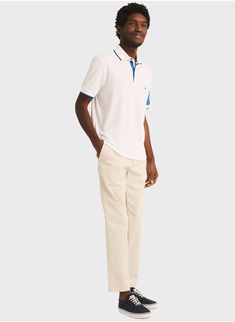 Men's White Polo Shirt With Contrast Sleeve Detail, Ideal for Everyday Style & Comfy All-day Wear