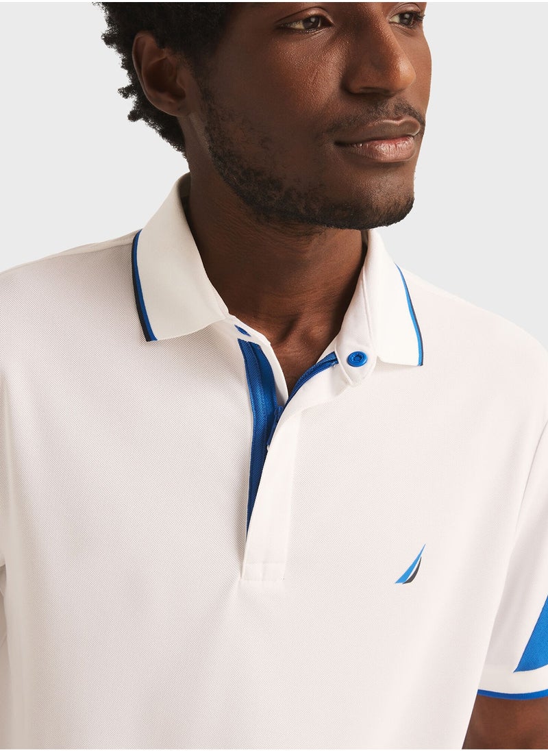 Men's White Polo Shirt With Contrast Sleeve Detail, Ideal for Everyday Style & Comfy All-day Wear