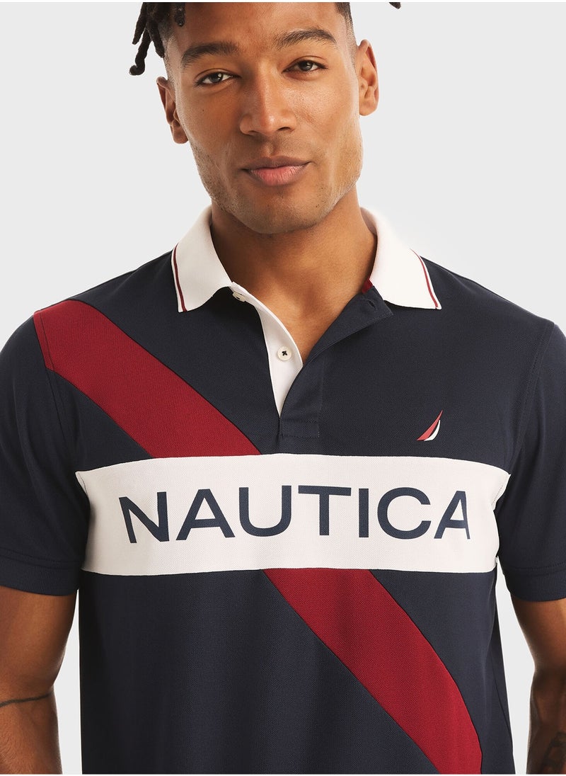 Mens Navy Striped Round Neck Polyester Tee – Quick Dry Performance for Fresh Active Style