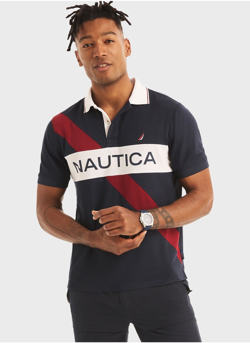 Mens Navy Striped Round Neck Polyester Tee – Quick Dry Performance for Fresh Active Style