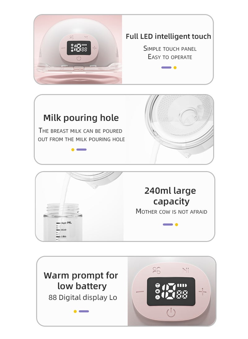 Hands Free Electric Wearable Breast Pump with LED Display 3 Mode and 15 Levels 27MM Flange