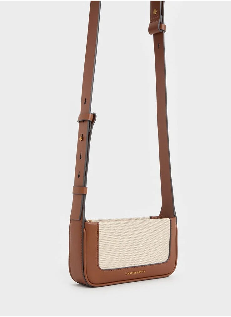 Daylla Canvas Shoulder Bag & Crossbody Bag - Chocolate/Beige