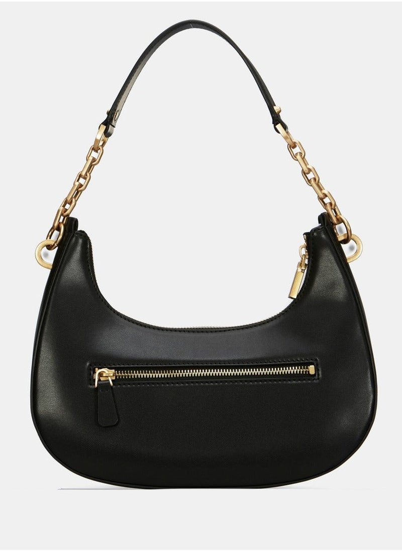 Black Kuba Top Zip Shoulder Bag Hot on L: 27.5 W: 6 H: 21.5 cm