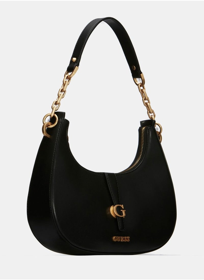 Black Kuba Top Zip Shoulder Bag Hot on L: 27.5 W: 6 H: 21.5 cm