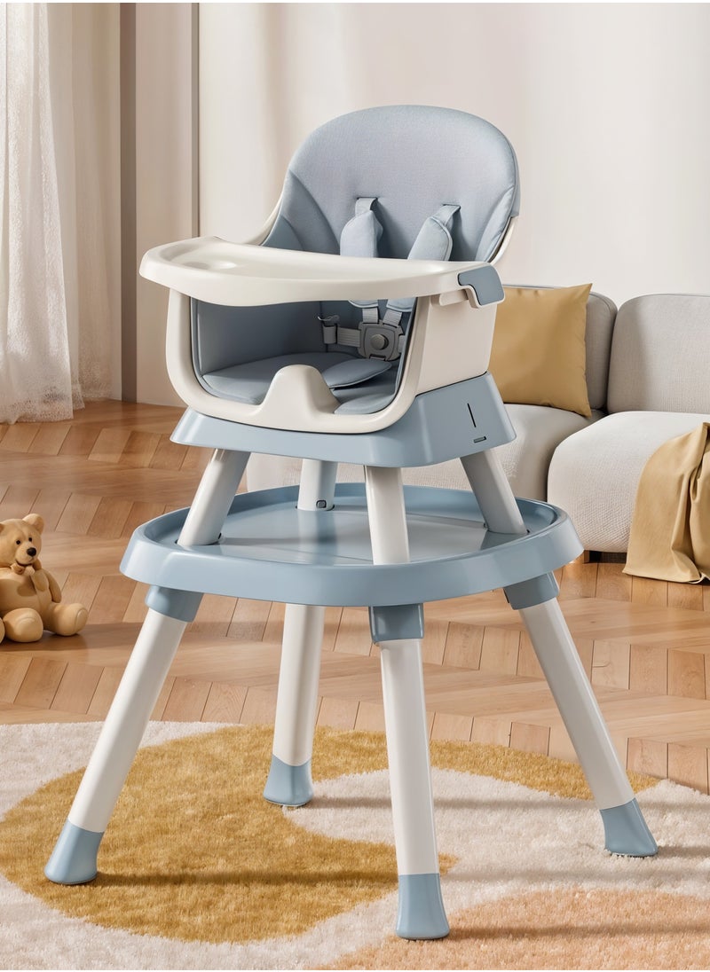 Baybee 6 in 1 Convertible Baby High Chair for Kids, Baby Feeding with 2 Adjustable Heights, 5 Point Safety Belt & Tray | Kids Study Table & Chair | Kids High Chair for Baby 1 to 5 Years Blue