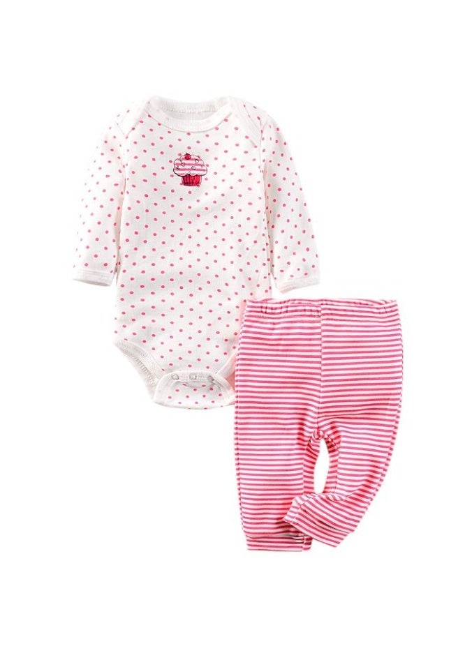 Bambimici Cupcake Bodysuit Long Sleeve & Pyjama with Hat Set - Pink