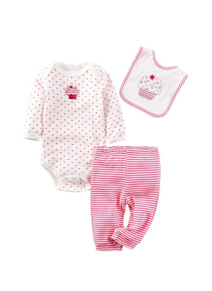 Bambimici Cupcake Bodysuit Long Sleeve & Pyjama with Hat Set - Pink