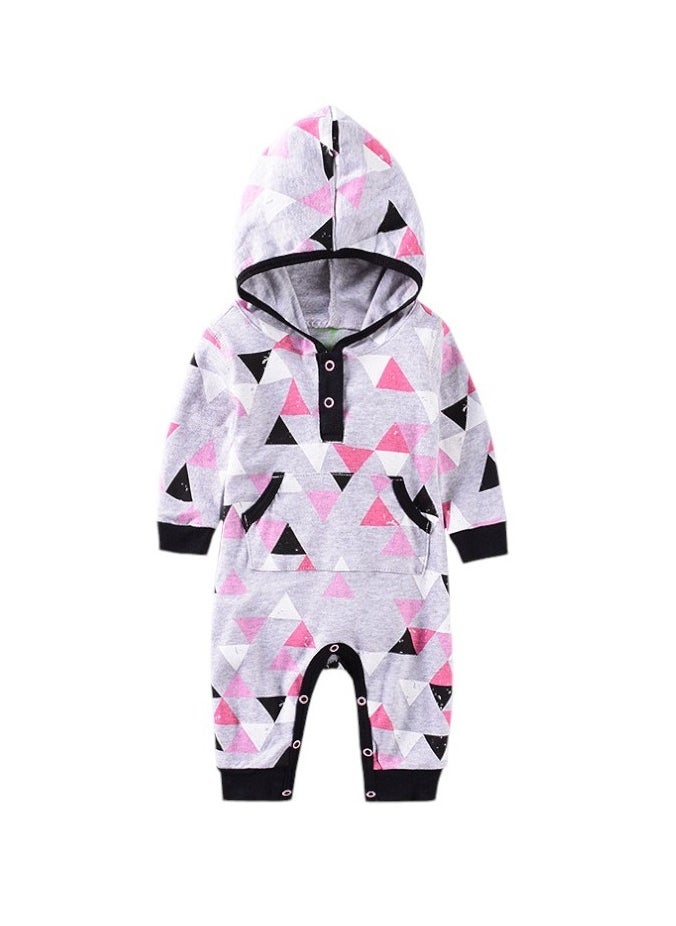 Bambimici Shape Print Body Suit with Hoodie - Multicolor