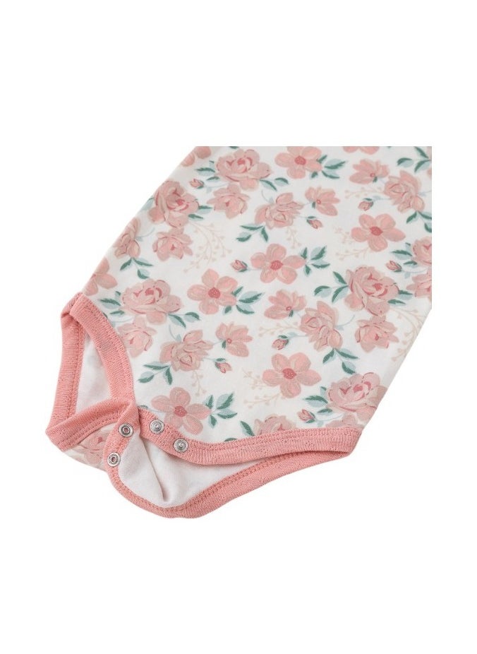 Bambimici Floral Print Babysuit 3-Piece Set with Headbands