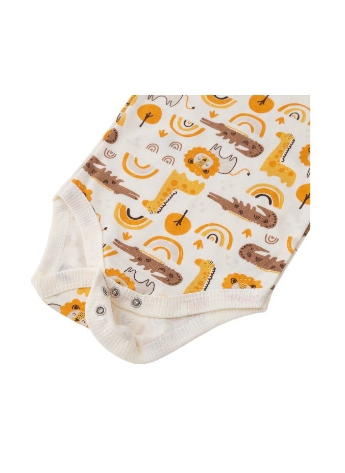 Bambimici Lion Print Babysuit 4-Piece Set with Headbands- Yellow