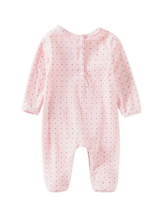 Bambimici Heart Print Polka Dot Long Sleeve Bosy Suit - Peach