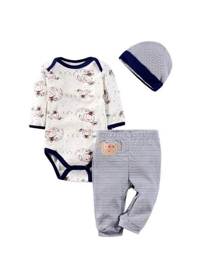 Bambimici Dog Bodysuit Long Sleeve & Pyjama with Hat Set - Dark Blue