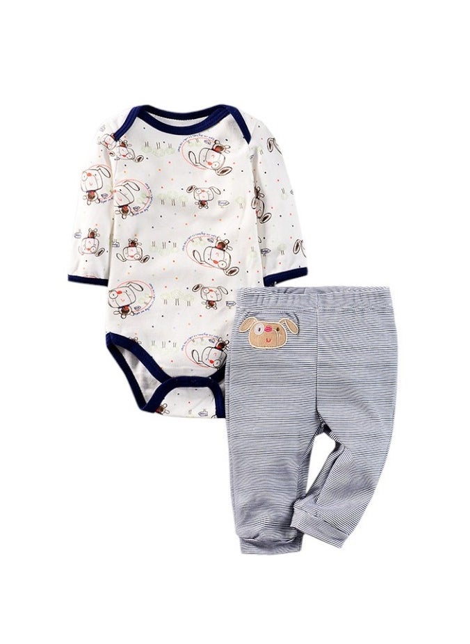 Bambimici Dog Bodysuit Long Sleeve & Pyjama with Hat Set - Dark Blue