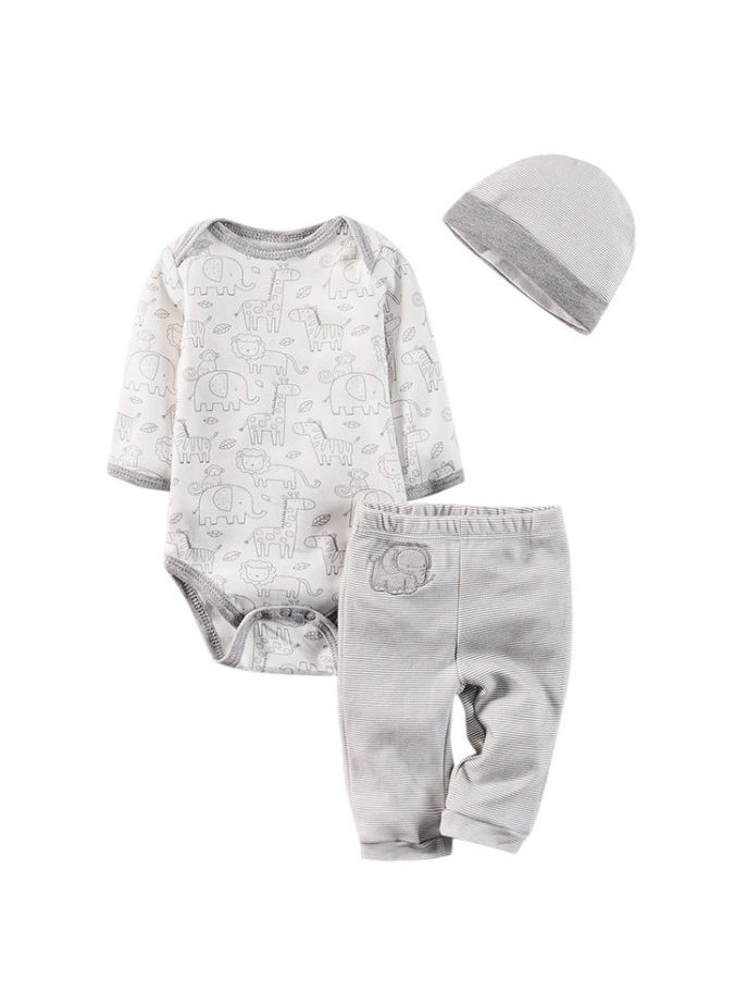 Bambimici Giraffe Bodysuit Long Sleeve & Pyjama with Hat Set - Grey