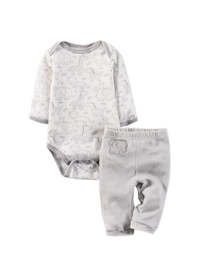 Bambimici Giraffe Bodysuit Long Sleeve & Pyjama with Hat Set - Grey