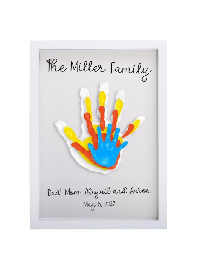 Clear Family Handprint Frame, Diy Art Print Keepsake, Home Decor, Gift For New And Expecting Parents, 4 Paint Colors Included