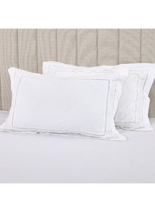 Lora Super King-Sized Duvet Cover Set, White - 200 Tc, 240X260 Cm