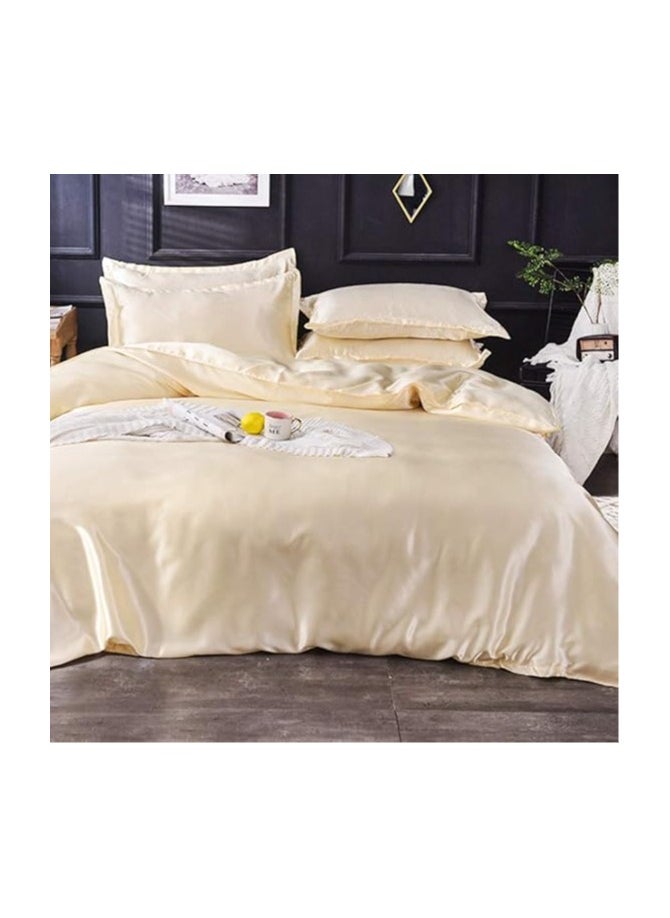 Generic Silk Flat King Bedsheet Quilt Cover Set, Cream, 230 x 250 cm, VG-4BS-SILK-C