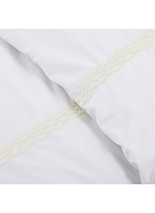 Ivey Super King-Sized Duvet Cover Set, White - 200 Tc, 240X260 Cm