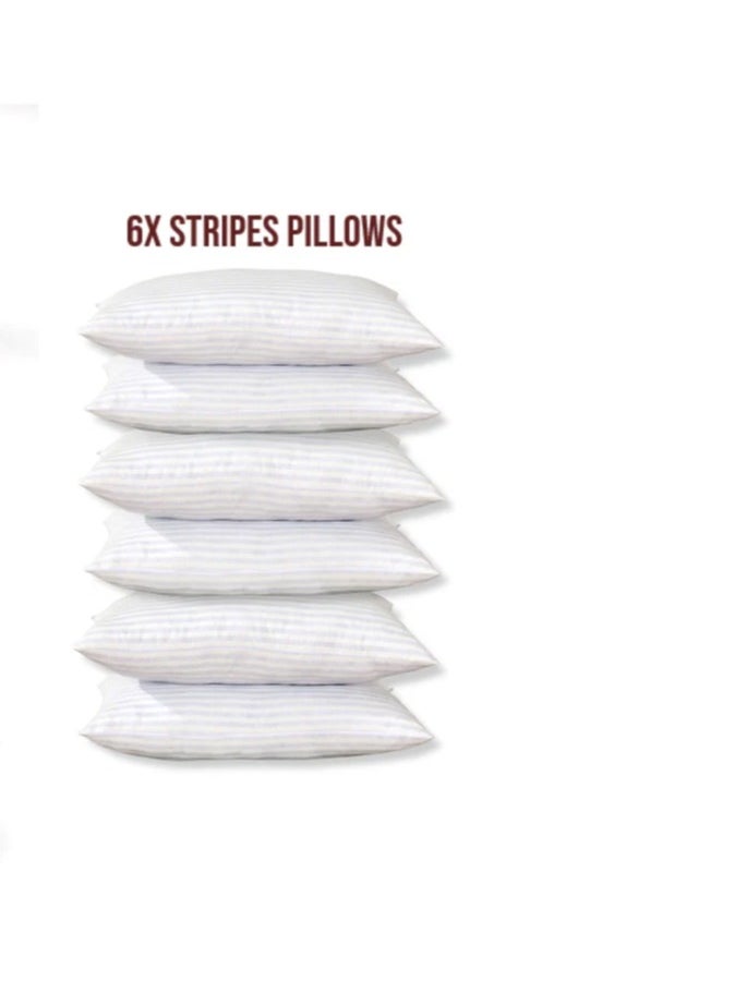 COMFY SOFT & LUXURIOUS HYPOALLERGENIC 50 X 75CM HOTEL QUALITY STRIPE SET OF 6 PILLOW SET