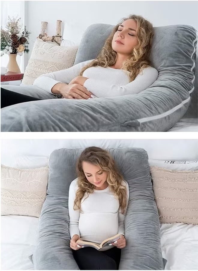 U-Shaped Pillow For Pregnant Women, Waist Support For Pregnant Women Sleeping On The Side, Gray