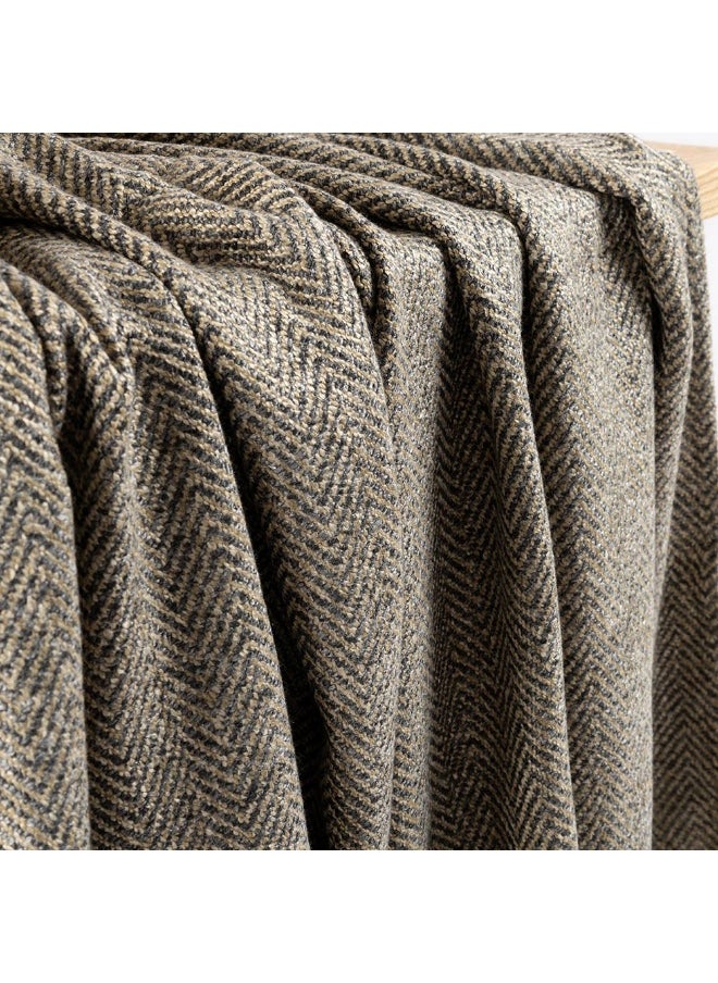 Herringbone Throw, Linen And Gold - 130X150 Cm