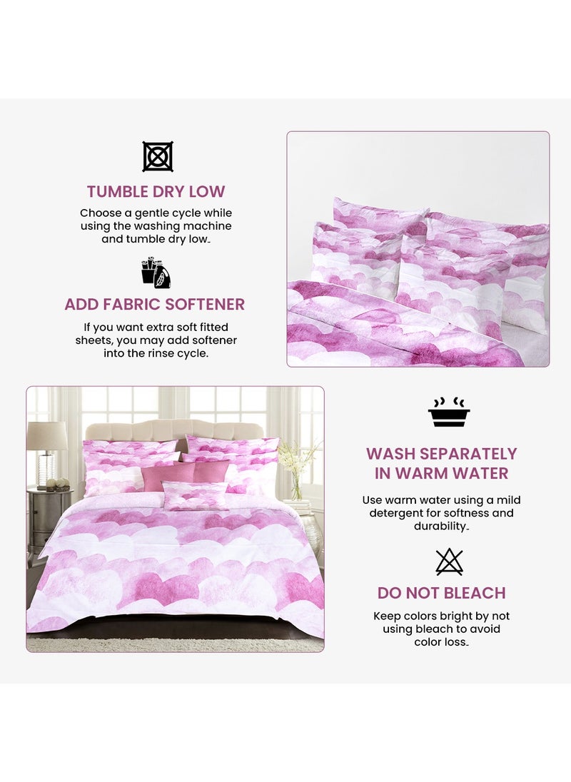 Cotton Candy Clouds Bed Sheet Set - Without Filling- 6 Pcs - 4 Pillow Covers - 1 Bedsheet - 1 Duvet Cover         King Size:  Duvet Cover: 220*240cm Fitted Sheet: 200*200cm+30cm Pillow Cases: 50*75cm