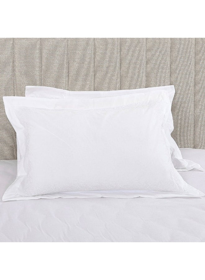 Ella Pillow Case, White - Set Of 2, 200 Tc, 50X75 Cm